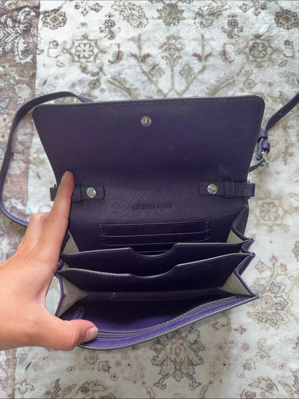 Michael Kors Purple Saffiano Leather Smartphone Bag